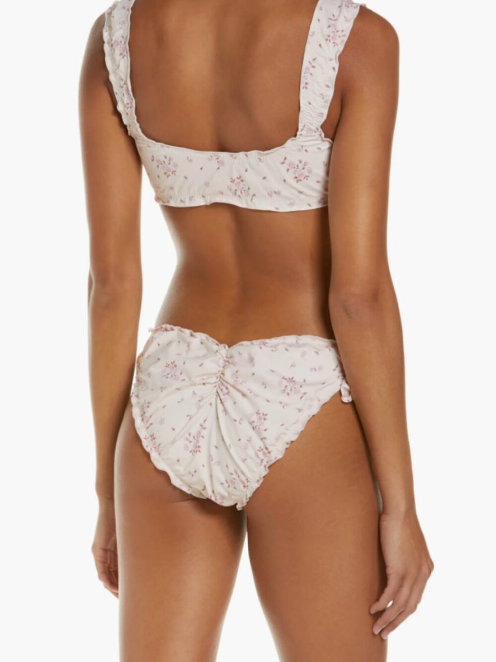 Frankie's Bikinis Colby Tie Front Ruffle Bikini Set Sweet Rose Top XS Bottom S - Picture 3 of 6